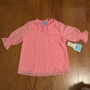 CeCe Pink Textured Kids Blouse